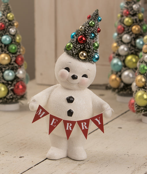 Merry Snowman with Tree Medium