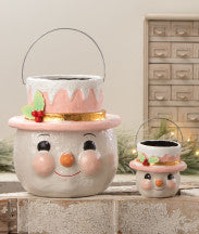 Pastel Holly Hat Snowman Small
