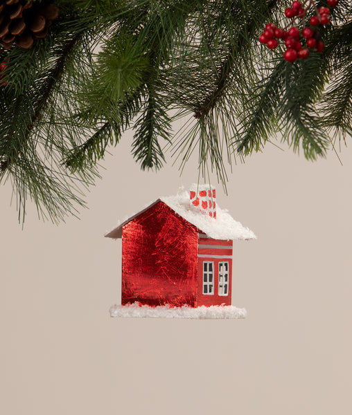 Stripped Tin House Ornament