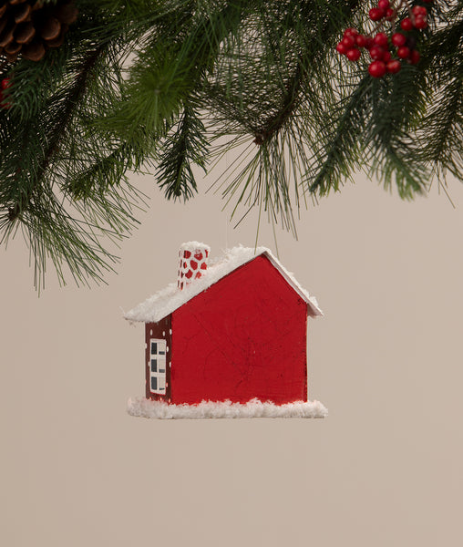 Polka Dot Tin House Ornament