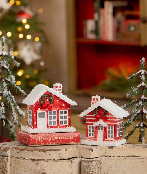 Polka Dot Tin House Ornament