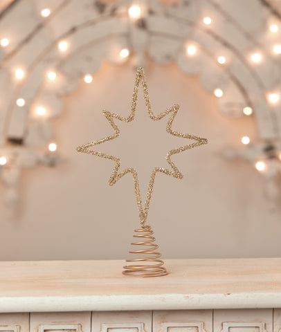 Old Gold Moravian Star Wire Tree Topper