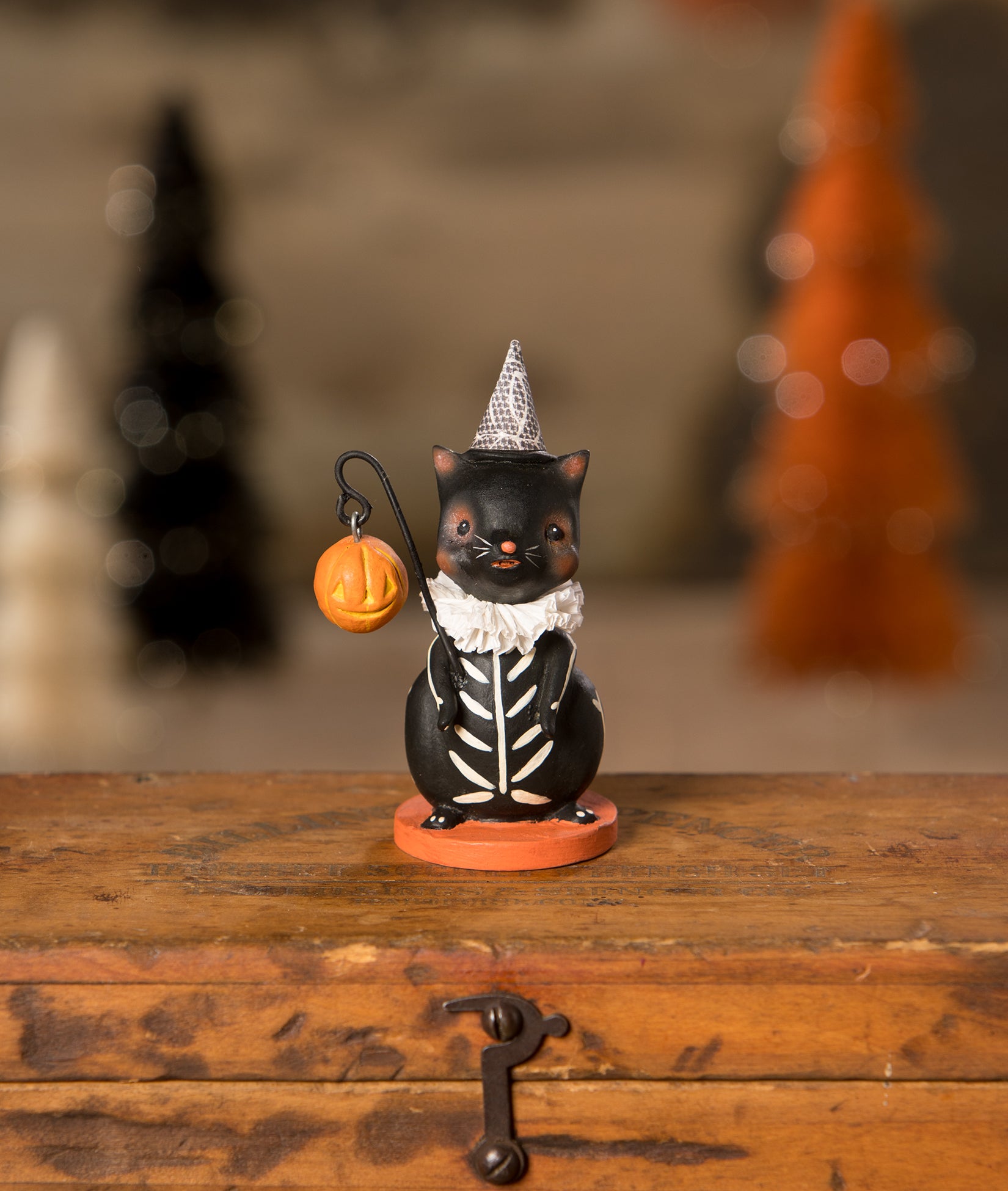 Skeleton Cat with Lantern