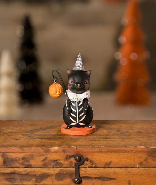 Skeleton Cat with Lantern
