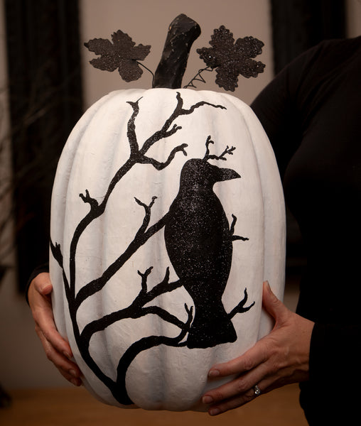 Black & White Raven Pumpkin