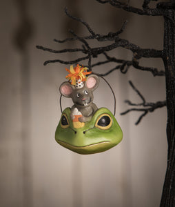 Party Mouse in Frog Ornament