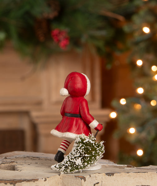 Santa Girl Pulling Tree