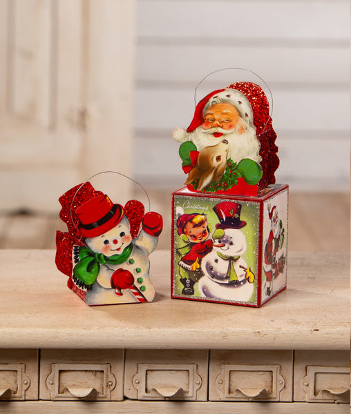 Tin Snowman Bucket Small