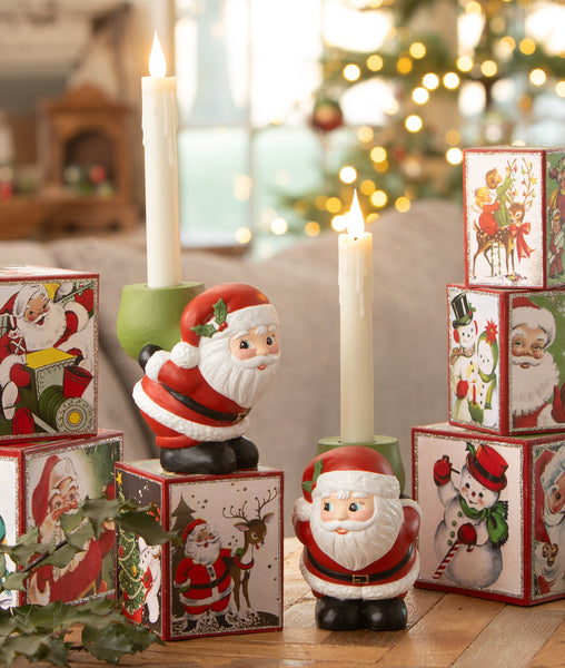 Retro Santa Candle Holder