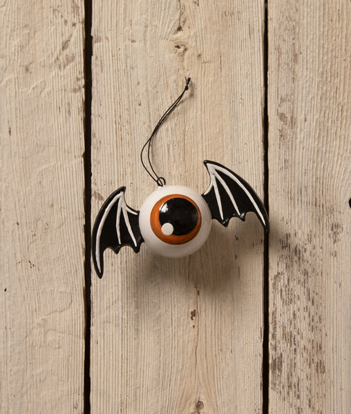 Orange Eyeball Bat Ornament