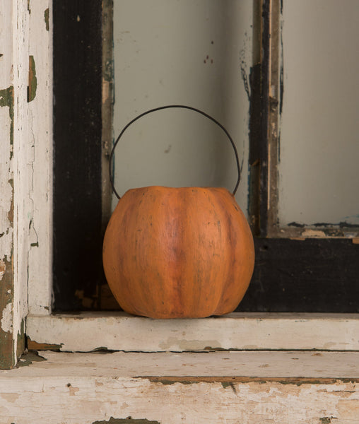 Vintage Grinning Mini Pumpkin Bucket