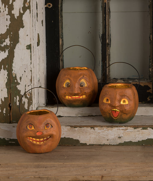 Vintage Scary Mini Pumpkin Bucket