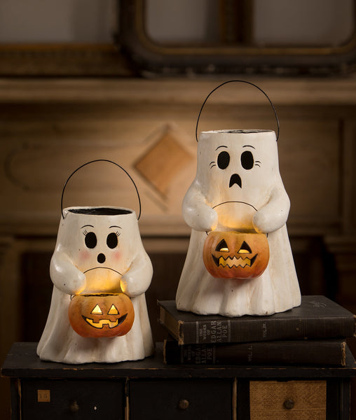 Sweet Boo With Pumpkin Bucket Paper Mache