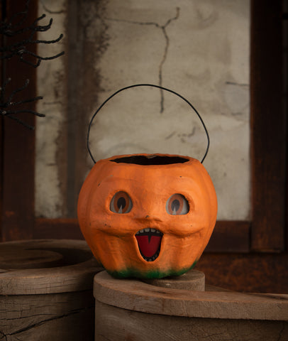 Happy Vintage Pumpkin Bucket Medium