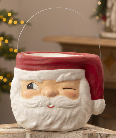 Retro Winking Santa Bucket