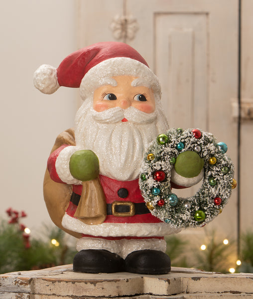 Jolly Fat Santa with Wreath