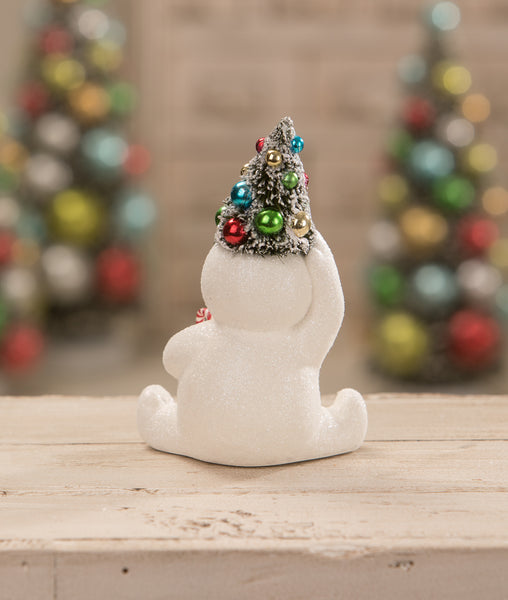 Retro Candy Cane Snowman With Tree