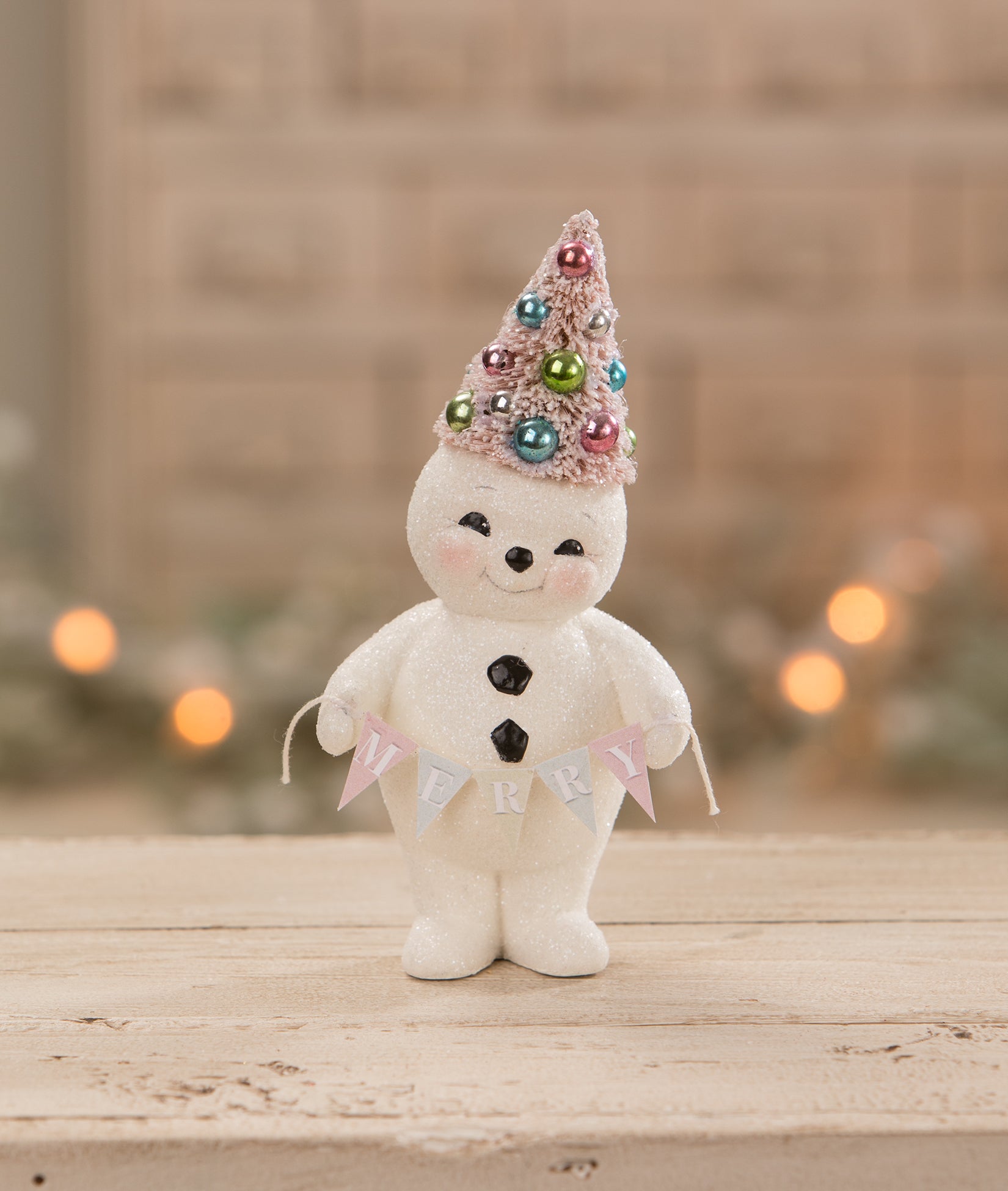 Pastel Merry Snowman With Tree