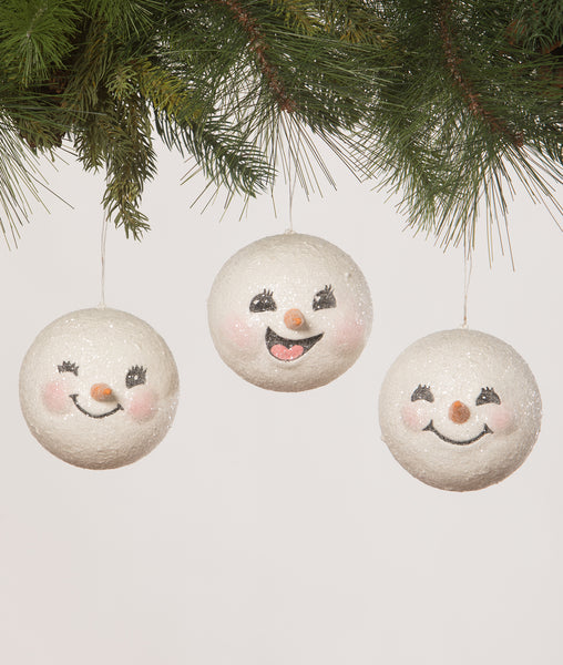 Smiling Snowman Head Ornament