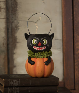 Vintage Black Cat in Pumpkin