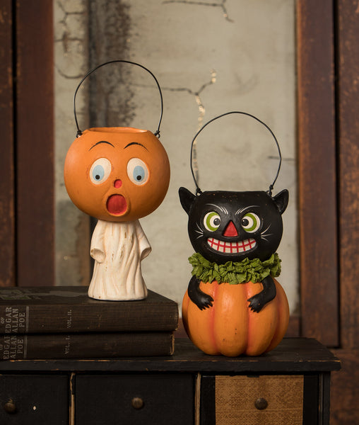 Vintage Scared Pumpkin Ghost