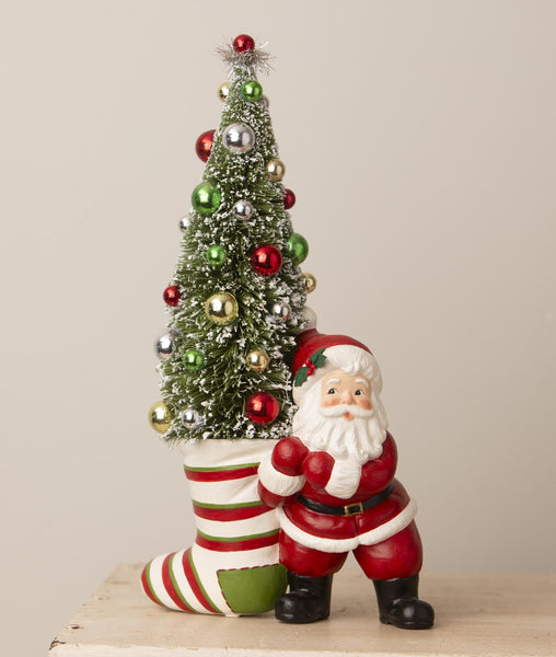 Retro Santa Pulling Stocking