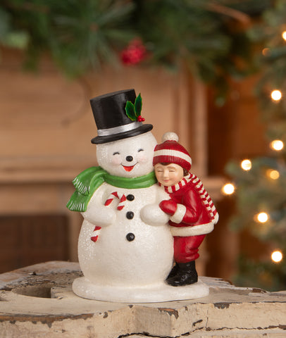 Child Hugging Snowman