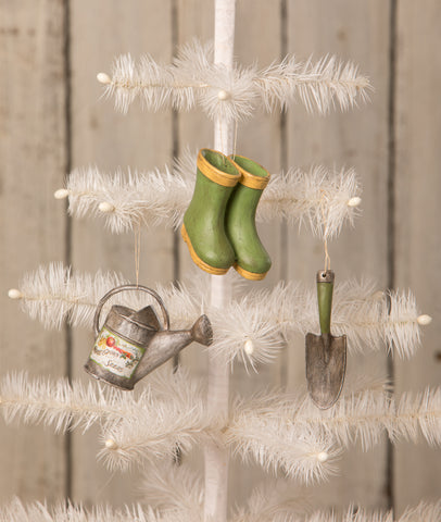 garden_mini_ornaments_watering can_rubber boots_shovel_Bethany Lowe