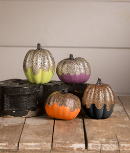 Pumpkins_Bethany Lowe_Glitter_Orange_Black_Green_Purple