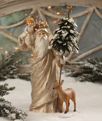 Father Christmas_Santa_Gold_Deer_Tree_Child_Peaceful_Bethany Lowe