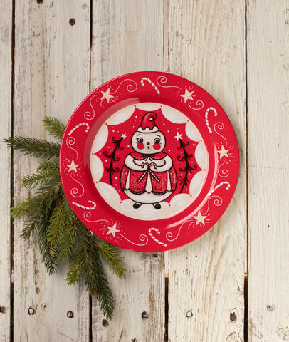 Johanna Parker_Bethany Lowe_Christmas_Plates_Snowman_Red