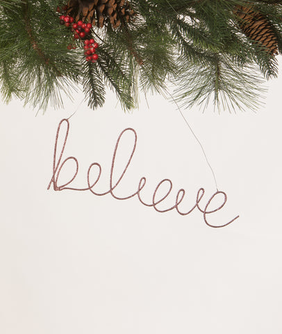 Christmas_Bethany Lowe_Pink_Believe_Word_Ornament