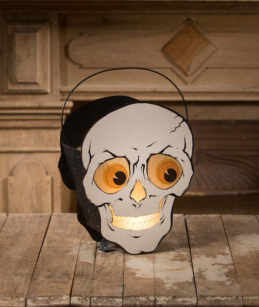 Bethany Lowe_Halloween_Skull_Lantern_Tin_White