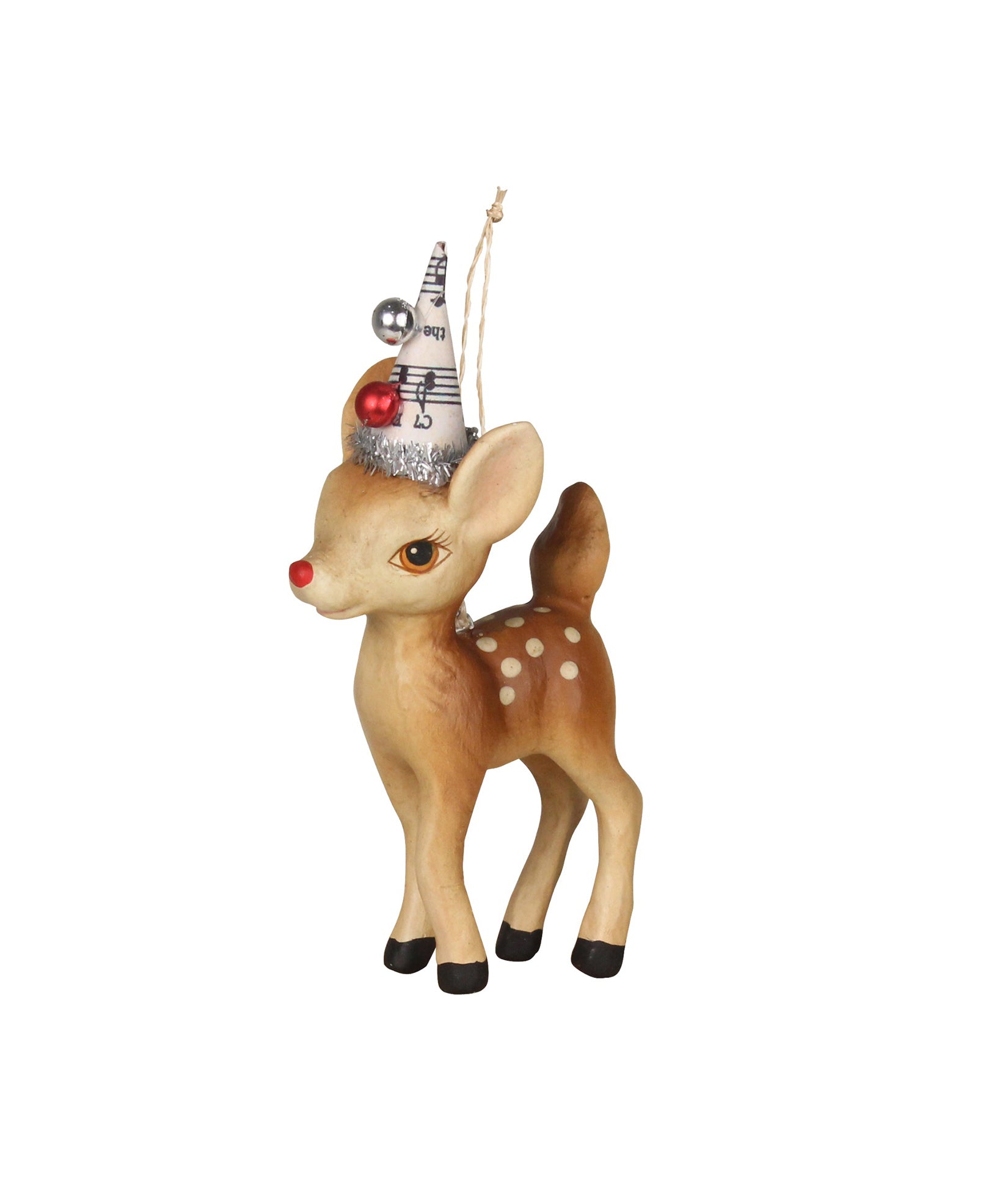 Christmas_deer_fawn_ornament_paper_hat_beads_ribbon_bell