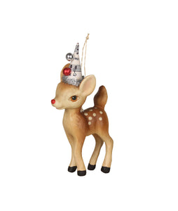 Christmas_deer_fawn_ornament_paper_hat_beads_ribbon_bell