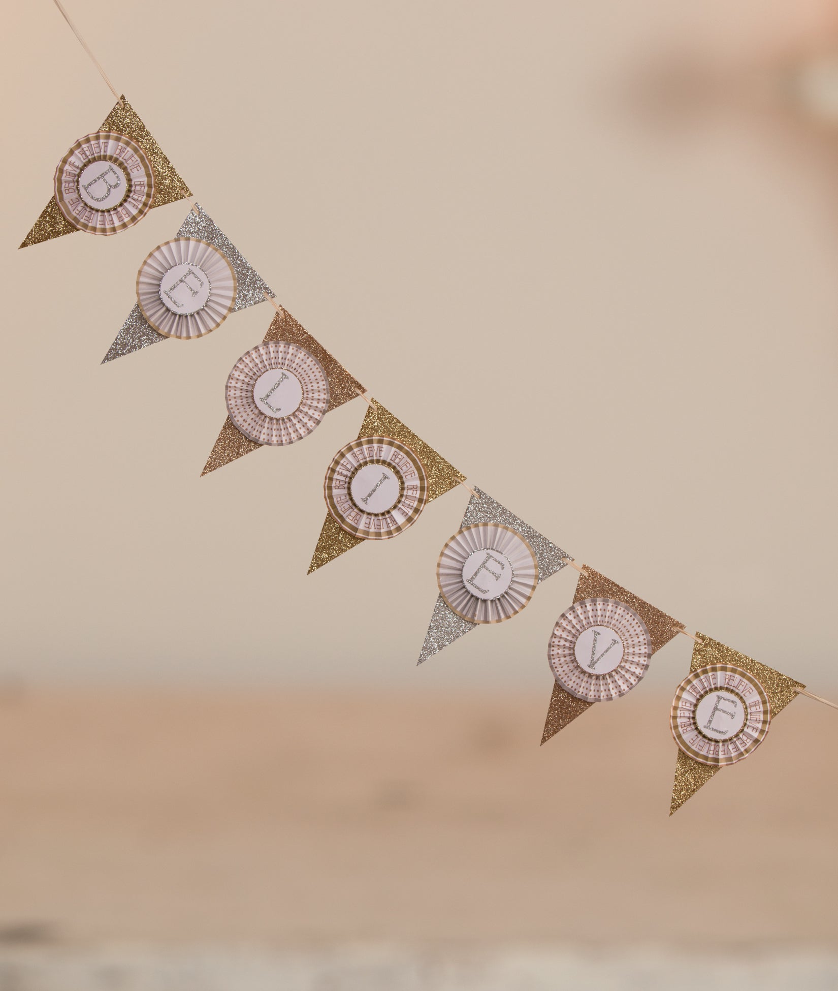 Believe Metallic Glittered Garland