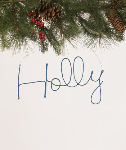 Christmas_Bethany Lowe_Blue_Holly_Word_Ornament