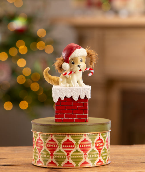 Christams_Bethany Lowe_Puppy_Santa_Container_Candy cane